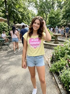 💗NWT Faded Rose "Make Heaven Crowded Graphic T-Shirt" Butter🧈Yellow💛 Pink💗XL